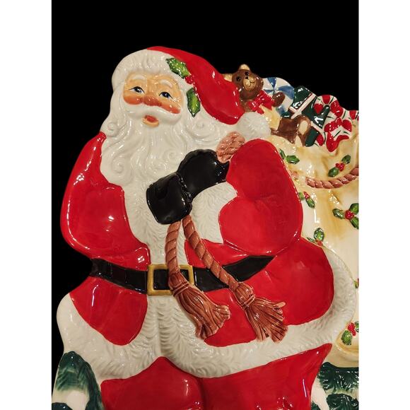 Fitz and Floyd Christmas Santa Chip and Dip Serving Platter NIB XL 17in Long - Picture 6 of 8